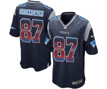 Nike Patriots #87 Rob Gronkowski Navy Blue Team Color Men's Stitched NFL Limited Strobe Jersey