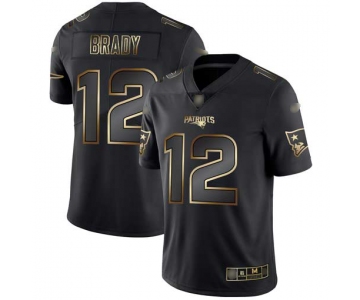 Patriots #12 Tom Brady Black Gold Men's Stitched Football Vapor Untouchable Limited Jersey