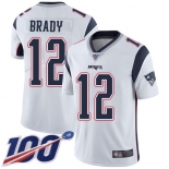 Patriots #12 Tom Brady White Men's Stitched Football 100th Season Vapor Limited Jersey