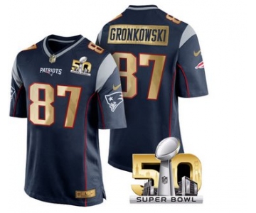 Pro Order New England Patriots Jersey 87 Rob Gronkowski Navy Blue Super Bowl Limited Jerseys