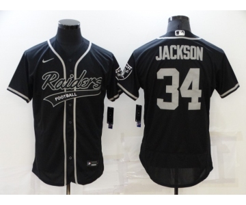 Men's Las Vegas Raiders #34 Bo Jackson Black Stitched MLB Flex Base Nike Baseball Jersey