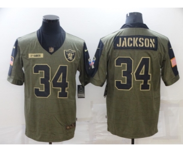 Men's Las Vegas Raiders #34 Bo Jackson Nike Olive 2021 Salute To Service Retired Player Limited Jersey
