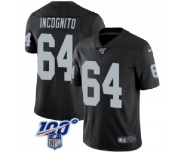Men's Las Vegas Raiders #64 Richie Incognito Limited Black 100th Vapor Jersey