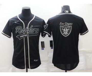 Men's Las Vegas Raiders Black Team Big Logo With Patch Cool Base Stitched Baseball Jersey