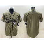 Men's Las Vegas Raiders Blank Olive Salute to Service Cool Base Stitched Baseball Jersey