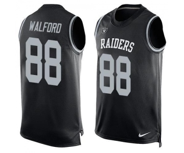 Men's Oakland Raiders 88 Clive Walford Nike Black Printed Player Name & Number Tank Top