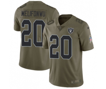 Nike Oakland Raiders #20 Obi Melifonwu Olive Men's Stitched NFL Limited 2017 Salute To Service Jersey