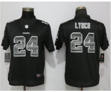 Nike Oakland Raiders #24 Marshawn Lynch Black Limited Strobe Jersey