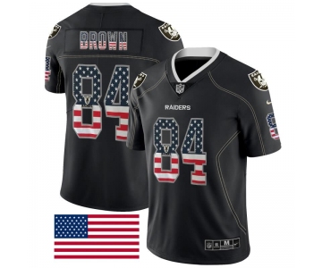 Nike Oakland Raiders 84 Antonio Brown Black USA Flag Fashion Limited Jersey
