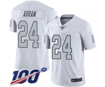 Nike Raiders #24 Johnathan Abram White Men's Stitched NFL Limited Rush 100th Season Jersey