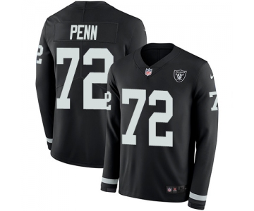 Nike Raiders #72 Donald Penn Black Team Color Men's Stitched NFL Limited Therma Long Sleeve Jersey