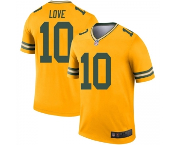 Men's Green Bay Packers #10 Jordan Love Gold Legend Inverted Jersey