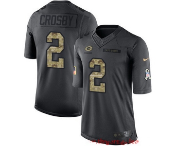 Men's Green Bay Packers #2 Mason Crosby Black Anthracite 2016 Salute To Service Stitched NFL Nike Limited Jersey