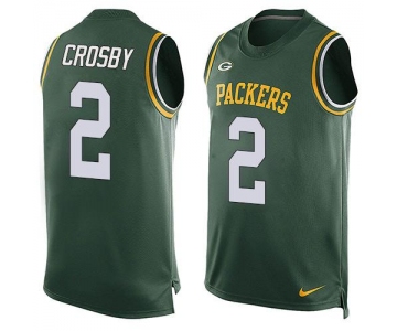 Men's Green Bay Packers #2 Mason Crosby Green Hot Pressing Player Name & Number Nike NFL Tank Top Jersey