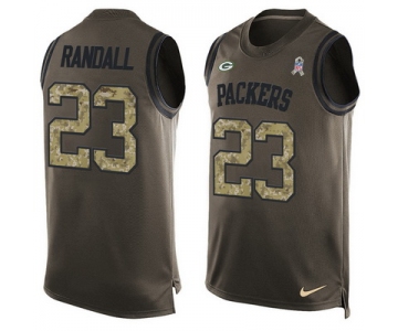 Men's Green Bay Packers #23 Damarious Randall Green Salute to Service Hot Pressing Player Name & Number Nike NFL Tank Top Jersey