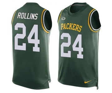 Men's Green Bay Packers #24 Quinten Rollins Green Hot Pressing Player Name & Number Nike NFL Tank Top Jersey