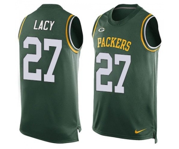 Men's Green Bay Packers #27 Eddie Lacy Green Hot Pressing Player Name & Number Nike NFL Tank Top Jersey