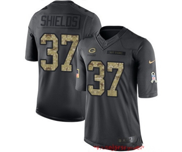 Men's Green Bay Packers #37 Sam Shields Black Anthracite 2016 Salute To Service Stitched NFL Nike Limited Jersey