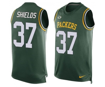 Men's Green Bay Packers #37 Sam Shields Green Hot Pressing Player Name & Number Nike NFL Tank Top Jersey