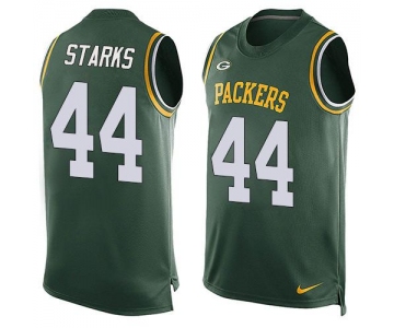 Men's Green Bay Packers #44 James Starks Green Hot Pressing Player Name & Number Nike NFL Tank Top Jersey