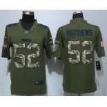 Men's Green Bay Packers #52 Clay Matthews Green Salute To Service 2015 NFL Nike Limited Jersey