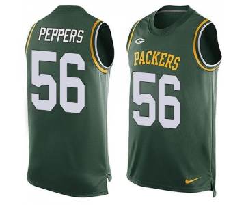 Men's Green Bay Packers #56 Julius Peppers Green Hot Pressing Player Name & Number Nike NFL Tank Top Jersey