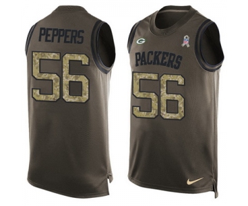 Men's Green Bay Packers #56 Julius Peppers Green Salute to Service Hot Pressing Player Name & Number Nike NFL Tank Top Jersey