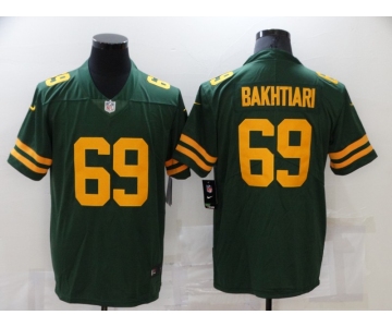 Men's Green Bay Packers #69 David Bakhtiari Green Yellow 2021 Vapor Untouchable Stitched NFL Nike Limited Jersey
