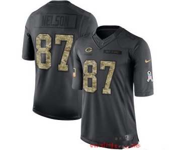 Men's Green Bay Packers #87 Jordy Nelson Black Anthracite 2016 Salute To Service Stitched NFL Nike Limited Jersey