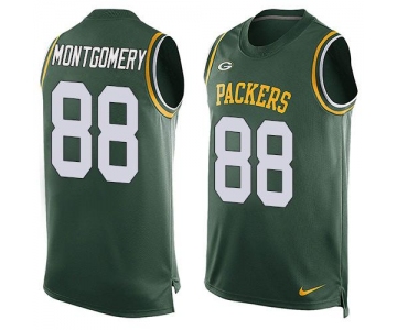 Men's Green Bay Packers #88 Ty Montgomery Green Hot Pressing Player Name & Number Nike NFL Tank Top Jersey