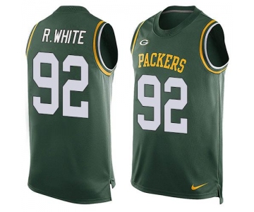 Men's Green Bay Packers #92 Reggie White Green Hot Pressing Player Name & Number Nike NFL Tank Top Jersey