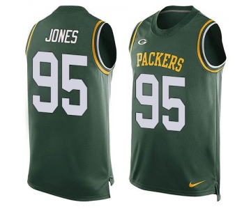 Men's Green Bay Packers #95 Datone Jones Green Hot Pressing Player Name & Number Nike NFL Tank Top Jersey