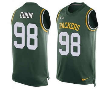 Men's Green Bay Packers #98 Letroy Guion Green Hot Pressing Player Name & Number Nike NFL Tank Top Jersey