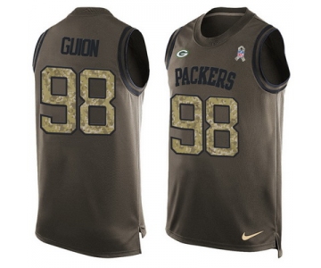Men's Green Bay Packers #98 Letroy Guion Green Salute to Service Hot Pressing Player Name & Number Nike NFL Tank Top Jersey