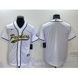 Men's Green Bay Packers Blank White Stitched MLB Cool Base Nike Baseball Jersey