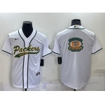 Men's Green Bay Packers White Team Big Logo With Patch Cool Base Stitched Baseball Jersey