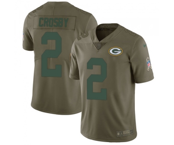 Nike Green Bay Packers #2 Mason Crosby Olive Men's Stitched NFL Limited 2017 Salute To Service Jersey