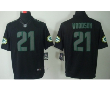 Nike Green Bay Packers #21 Charles Woodson Black Impact Limited Jersey