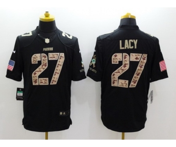 Nike Green Bay Packers #27 Eddie Lacy Salute to Service Black Limited Jersey