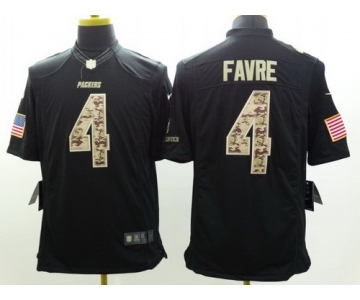 Nike Green Bay Packers #4 Brett Favre Salute to Service Black Limited Jersey