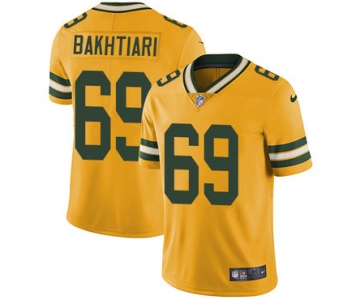 Nike Green Bay Packers #69 David Bakhtiari Yellow Men's Stitched NFL Limited Rush Jersey