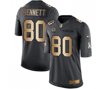 Nike Green Bay Packers #80 Martellus Bennett Black Men's Stitched NFL Limited Gold Salute To Service Jersey