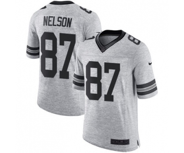 Nike Green Bay Packers #87 Jordy Nelson Gray Men's Stitched NFL Limited Gridiron Gray II Jersey