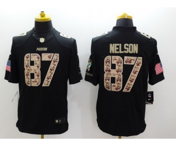 Nike Green Bay Packers #87 Jordy Nelson Salute to Service Black Limited Jersey