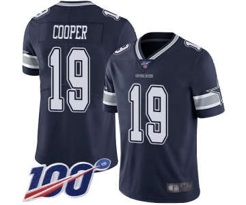 Cowboys #19 Amari Cooper Navy Blue Team Color Men's Stitched Football 100th Season Vapor Limited Jersey