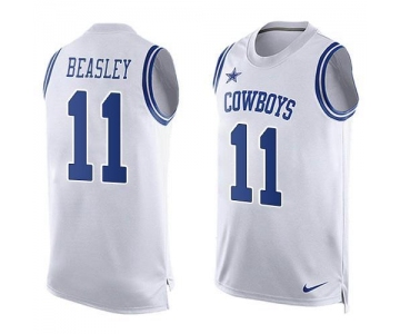 Men's Dallas Cowboys 11 Cole Beasley Nike White Printed Player Name & Number Tank Top