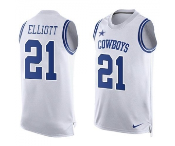 Men's Dallas Cowboys 21 Deion Sanders Nike White Printed Player Name & Number Tank Top