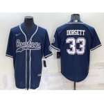 Men's Dallas Cowboys #33 Tony Dorsett Navy Blue Stitched Cool Base Nike Baseball Jersey
