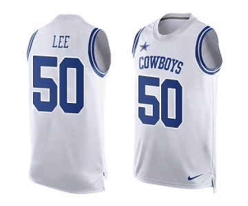 Men's Dallas Cowboys #50 Sean Lee White Hot Pressing Player Name & Number Nike NFL Tank Top
