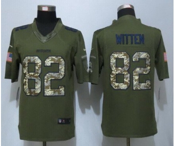 Men's Dallas Cowboys #82 Jason Witten Green Salute To Service 2015 NFL Nike Limited Jersey